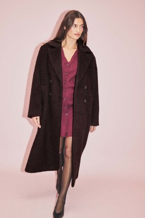 NA-KD Brushed Wool Blend Straight Coat - Frakker - Burgundy - EU 38