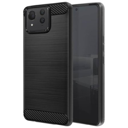 Fodral till Asus Zenfone 11 Ultra - AVIZAR - Carbon and Brushed Black Effect - Halvstyvt fodral