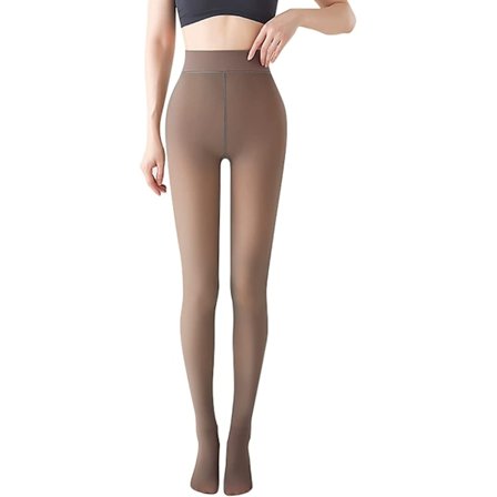 Fleece-foret tights, vintertights til kvinder termisk elastisk højtaljet falsk gennemsigtig vinterleggings til kvinder (XL, 80g)