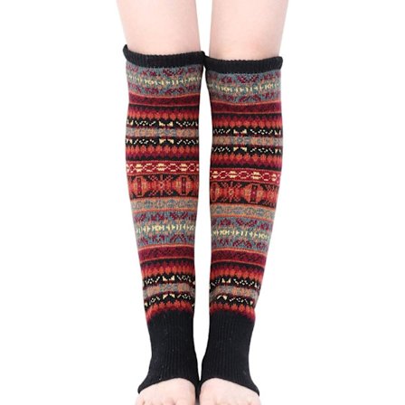 Naisten sääri lämmittimet sukat - Talvi lämmin polvi lämmitin naisten virkattu neulottu pitkät saappaat sukat pehmeä ja mukava nilkka suoja jalkaton 