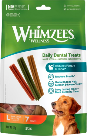 Whimzees - Stix Dental Dog Treat Bag Large 7 stk. - Hund - Hundegodbiter & tyggebein - Dental tyggebein & tanntyggebein - ZOO.no