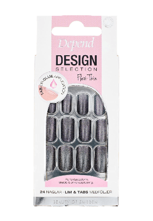 Depend Design Selection Graphite Shimmer Medium Square Lösnaglar & dekoration Dam 1 PCS