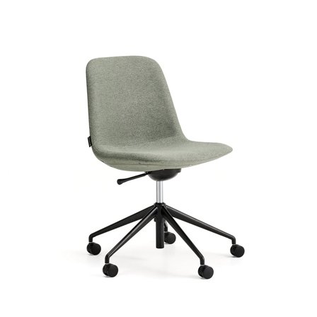 Stol LANGLEY, lav, med hjulstativ, svart/grågrønn