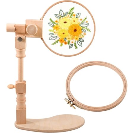 Broderistativ med 6 tommer ring - Drejeligt broderistativ, træ krydssting ramme stativ til håndarbejde, hænder fri broderistativ Embr