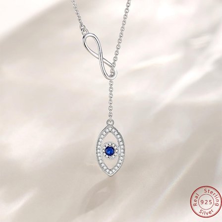 Smykker Mobius 925 sølv ins stil blått øye djevel øye halskjede enkel high-end kragebenskjede