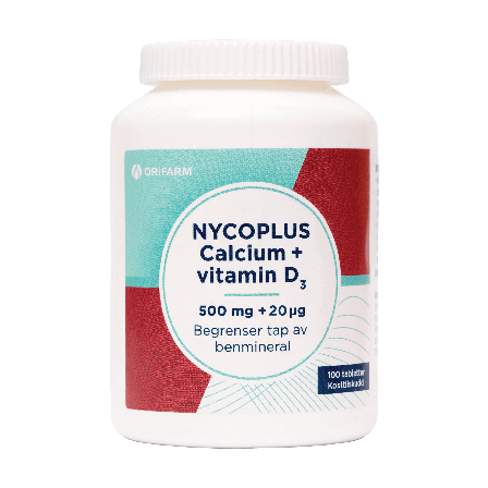 Nycoplus Calcium 500 mg + vitamin D3 20 μg tabletter, 100 stk.