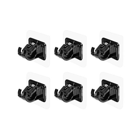 6 stk Selvklebende Gardinstangbraketter, Hullfri Gardinstang Klips, Spikerfri Justerbar Dusjgardin