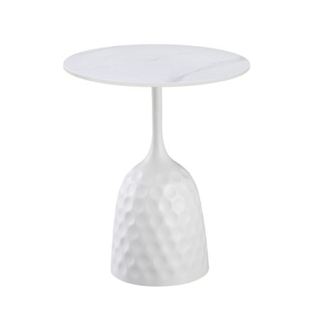Valkoinen marmorijäljitelmäinen sivupöytä, 50x50x61 cm
