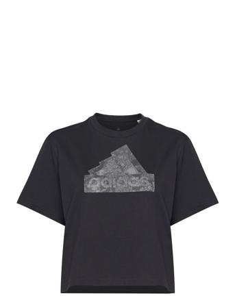 W Icons Tee Cro Sport Crop Tops Short-sleeved Crop Tops Black Adidas Sportswear