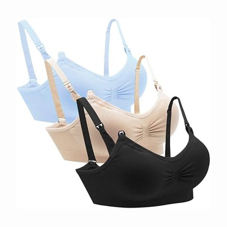 SQBB Sømløs amme-bh med ekstra bh-forlænger, 3-pak til kvinder, XL, sort+blå+hud_max