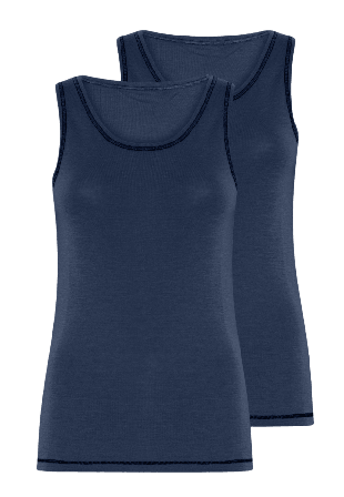 Dovre 2-pack 100% Merinoull, Topp Med Breda Remmar, Röt Linnen Dam Blå L