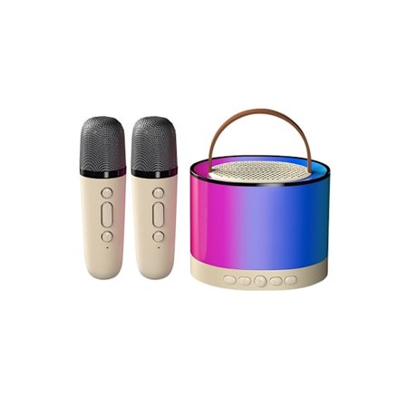 Mini Karaoke Maskin, Karaoke Maskin Leksak för Barn, Portabel Bluetooth Högtalare med 2 Trådlösa Mikrofoner för Flickor