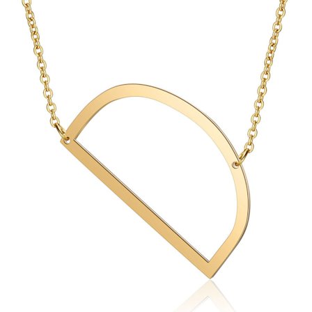 Dam Sidoblock Formad Initial Halsband med Bokstav, Rostfritt Stål Engelskt Bokstav Halsband, Guld, D