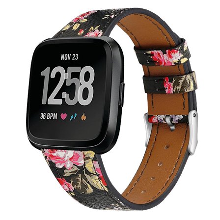 Sort Hud Pink Blomst Sort Hud Pink Blomst Rem kompatibel med Fitbit Versa 2 / Fitbit Versa / Fitbit Versa Lite