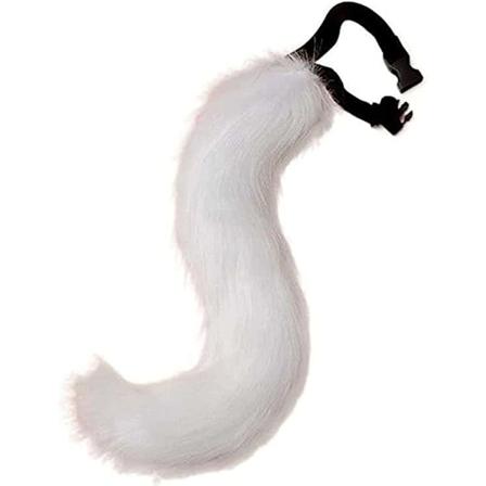 Valkoinen tekoturkis kettuasu häntä cosplay-asu aikuisille/teini-ikäisille joulujuhliin Halloween-koko valkoinen