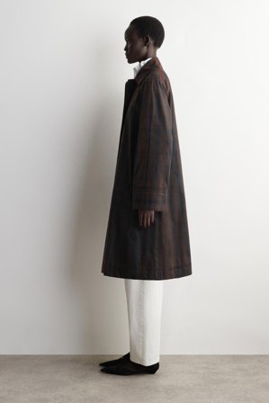 COS Women's Cappotto Stile Car Coat In Cotone Cerato A Quadri in Marrone