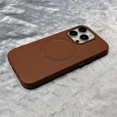 Fodral för iPhone 15 sadelbrunt läder Magnetisk Magnetisk