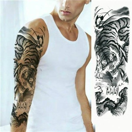 Midlertidig tattoo sleeve – tiger
