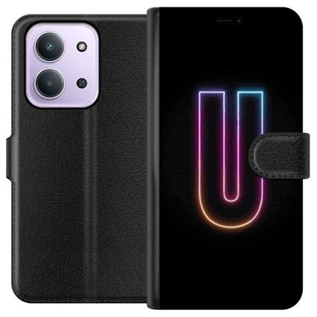 Kompatibel Tegnebogsetui til Xiaomi Xiaomi Redmi 15C Minimalistisk neonbogstav U i farverig lyseffekt mod sort baggrund