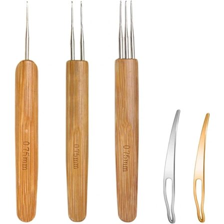 5-pack Dreadlock Virknålsset, Flätat Hår Dreadlocks Nål Vävning Virkning för Flätat Hantverk (0,75 mm) 0.75mm