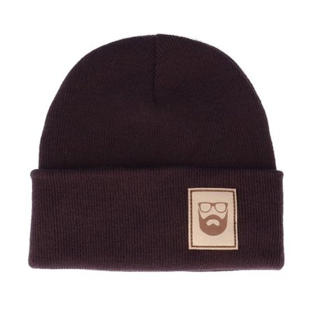 Bearded Man - Brun cuff Beanie - Logo Patch Plum Beanie @ Hatstore