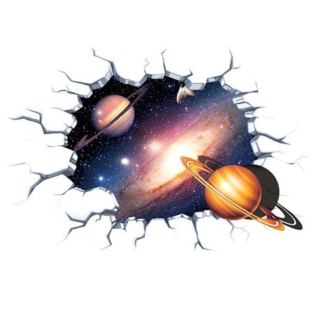 3D väggdekal trasig vägg galax nebulosa planet