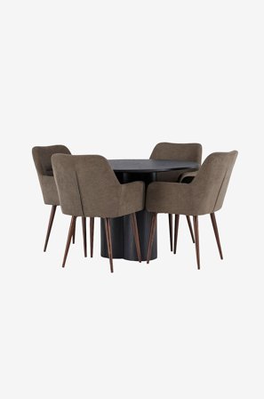 Venture Home - Matgrupp Olivia med 4st stolar Tomorrow - Svart - Matgrupp 4 personer - Från Homeroom