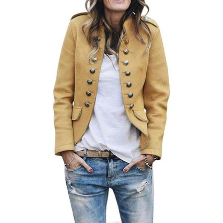 Naisten bleiseritakki, sekoitettu kaksirivinen sotilastakki, lyhyt business casual -takki 5XL