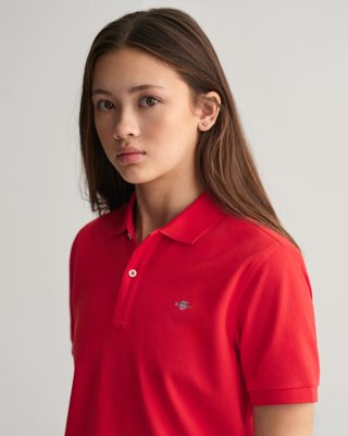 GANT - Piquéskjorte med logo til ungdom bright red