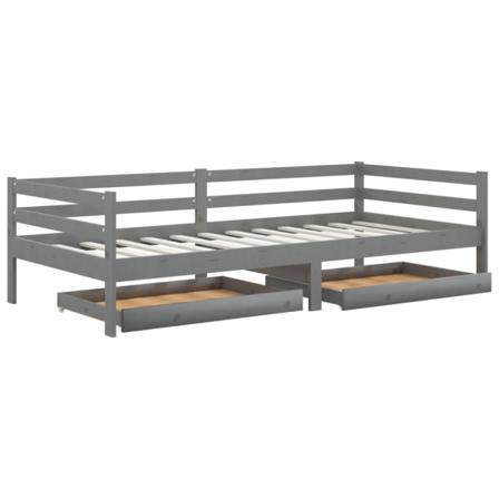 Vidaxl Dagbädd Med Lådor 90x200 Cm Grå Massiv Furu Grå