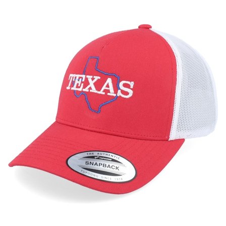Iconic - Rød trucker Caps - Texas 3d Retro Red/White A-frame Trucker @ Hatstore