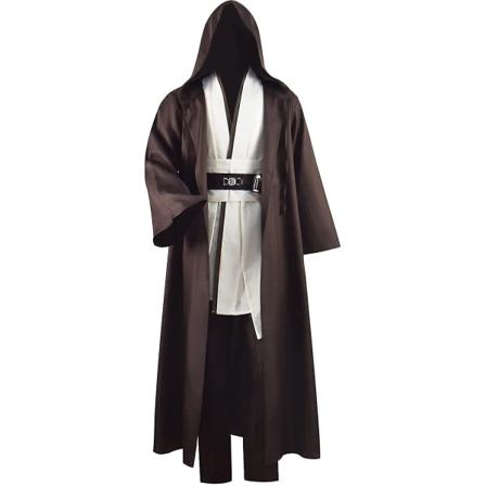 Vuxen Tunika Kostym För Jedi Outfit Skywalker Halloween Cosplay Kostym Huvrock Kappa Full Set Uniform Tre versioner S White