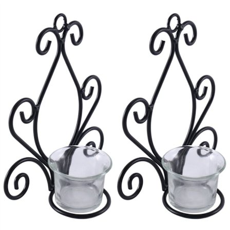 Kynttilänjalat, seinään kiinnitettävät tealight-kynttilänjalat, makuuhuoneen kylpyhuoneen olohuoneen käytävän parvekkeen koristeluun, musta, 2 kpl