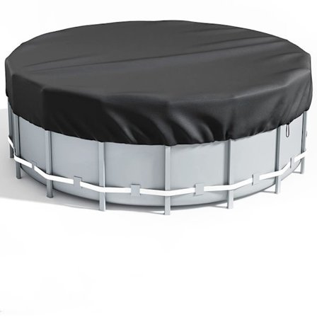 Rund Poolöverdrag, Solaröverdrag kompatibelt med ovanjordspool 3,05 m Vattentätt Vinterskydd Soltätt med Dragsko kompatibelt med Pool Pro
