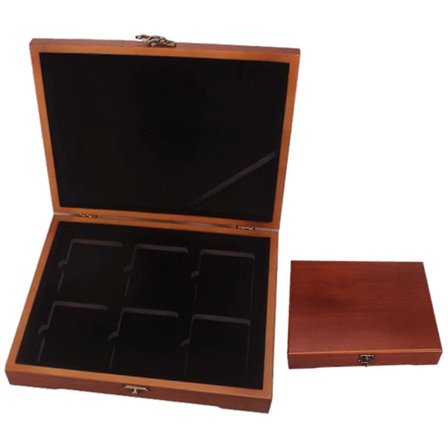 Mynt Slab Förvaringslåda Massivt Trä Displayfodral Passar 6 Certifierade PCGS NGC Hållare js