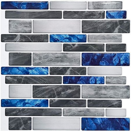 10-ark Peel and Stick Backsplash, 12 tum x 12 tum Blå Marmordesign