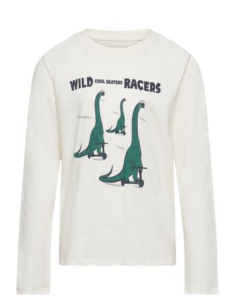 Printed Longsleeve T-shirts Long-sleeved T-shirts Creme Tom Tailor*Betinget Tilbud