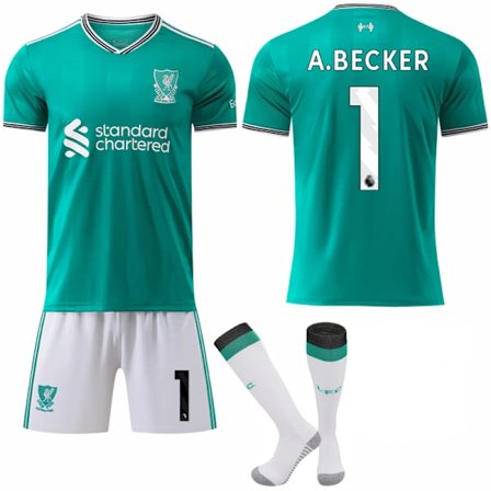 Liverpool bortedrakt for barn og voksne, sesongen 2025-2026, med sokker No.1 A.BECKER No.1 A.BECKER XS