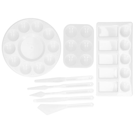 8 stk plastmaling skrapepalettsett enkel rengjøring gjenbrukbar for tegning akvarellsett