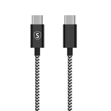 SiGN Skin USB-C till USB-C -kaapeli 2.1A, 2m - Musta/Valkoinen