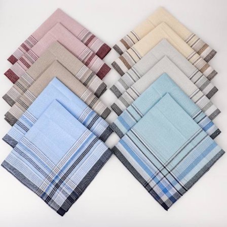 12 Stykker Rutete Bomull Lommetørklær for Menn og Eldre i Ulike Stiler