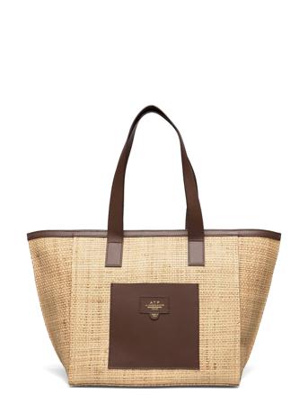 Lunano Natural/Chocolate Raffia/Vacchetta Bags Totes Beige ATP Atelier