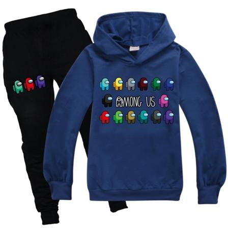 Kids Game Among us Pusero Huppari Housut Verryttelypuku Set trendikäs - Perfet navy bule 120cm