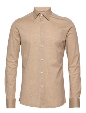 Polo Popover Shirt - Short Sleeved Skjorte Uformell Beige Eton