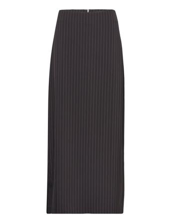 Pinstripe Maxi Skirt Langt Skjørt Svart Gina Tricot*Betinget Tilbud