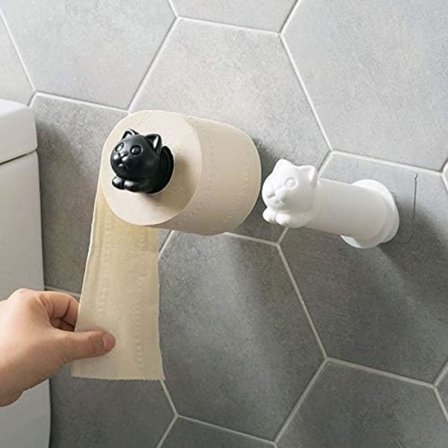 Pakke Kat Toiletrullepapir Opbevaringshylde Toiletrulleholder Selvklæbende Kroge Ingen Boring til Badeværelse Køkken