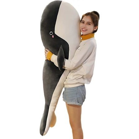 Blåhval Stoffdyr, Store Stoffdyr, Søt Hval Plysj Leke, Supermyk Blåhval Lang Plysj Kroppspute, Lekegave til Jenter Gutter 47.2IN (