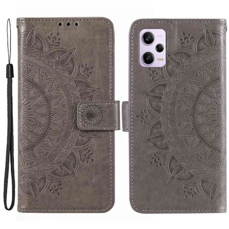 SKALO Xiaomi Redmi Note 12 Pro 5G Mandala Plånboksfodral - Grå