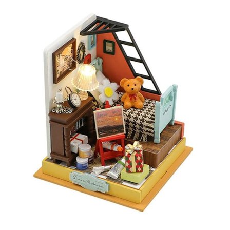 Mini barn för barn DIY att bygga med LED-ljus och flerfärgade tillbehör