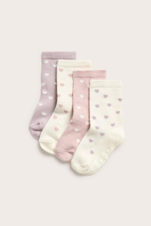 Kappahl | 4-pk. sokker med hjerter | Rosa